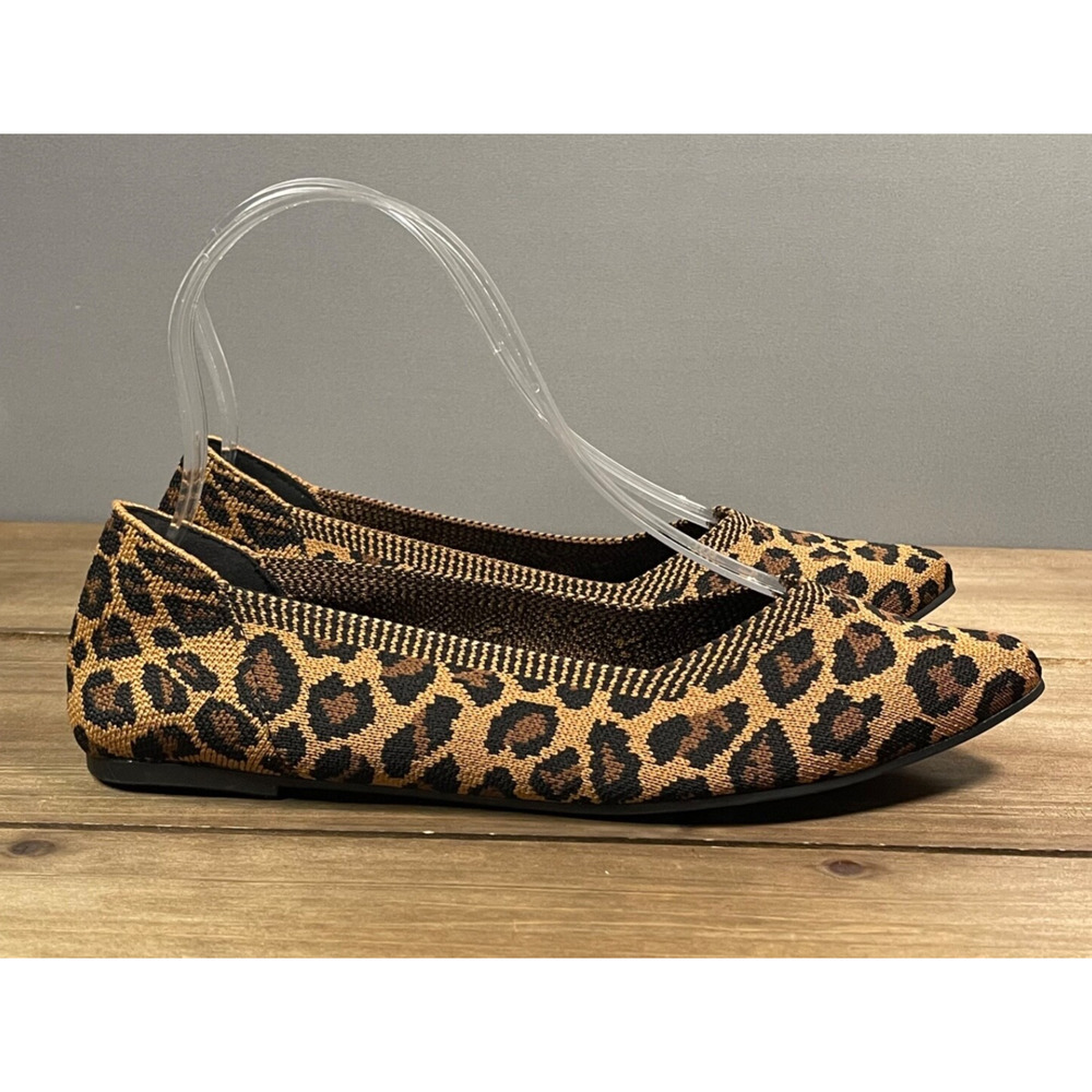 Mia Women's Kerri Flats Size 6 Leopard Print Knit Cushioned Pointed Toe